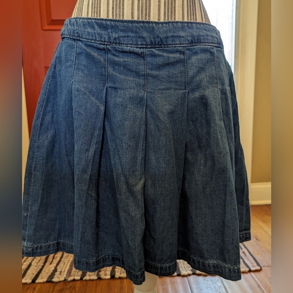 AMERICAN EAGLE Size 12 Pleated Denim Skirt Highest Rise Jean Womens Juniors AE